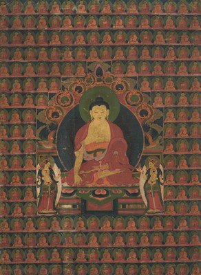 Lot 302 - A THANGKA OF AKSHOBHYA, TIBET, 17TH-18TH CENTURY