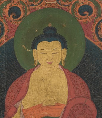 Lot 302 - A THANGKA OF AKSHOBHYA, TIBET, 17TH-18TH CENTURY