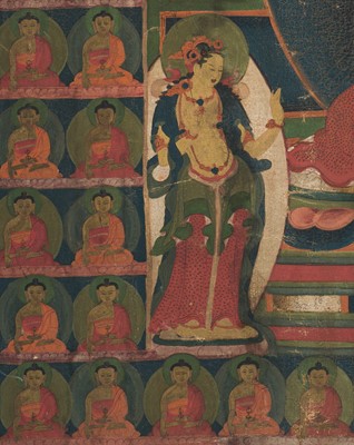 Lot 302 - A THANGKA OF AKSHOBHYA, TIBET, 17TH-18TH CENTURY
