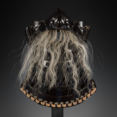 Lot 173 - A BLACK-LACQUERED MENPO (HALF MASK)