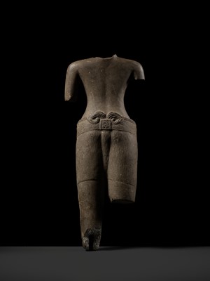 Lot 347 - A SANDSTONE TORSO OF A MALE DEITY, KHMER, ANGKOR PERIOD
