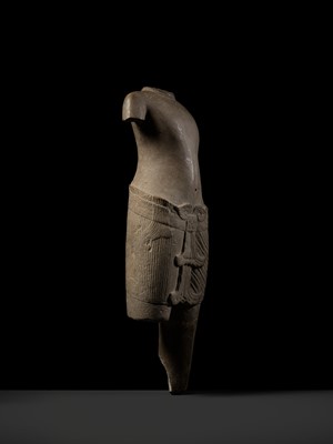 Lot 347 - A SANDSTONE TORSO OF A MALE DEITY, KHMER, ANGKOR PERIOD