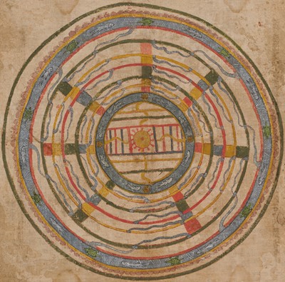 Lot 311 - A JAIN COSMOLOGICAL DIAGRAM, GUJARAT, 18th-19TH CENTURY