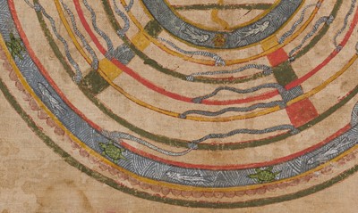 Lot 311 - A JAIN COSMOLOGICAL DIAGRAM, GUJARAT, 18th-19TH CENTURY