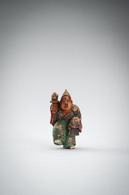 Lot 545 - NAGAMICHI SHUZAN: A POLYCHROME WOOD NETSUKE