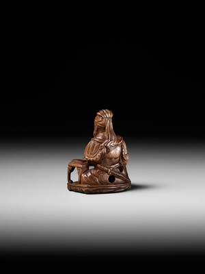 Lot 209 - GYOKURINTEI: A WOOD NETSUKE OF KOMEI