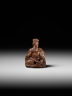 Lot 209 - GYOKURINTEI: A WOOD NETSUKE OF KOMEI