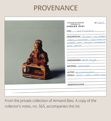 Lot 209 - GYOKURINTEI: A WOOD NETSUKE OF KOMEI