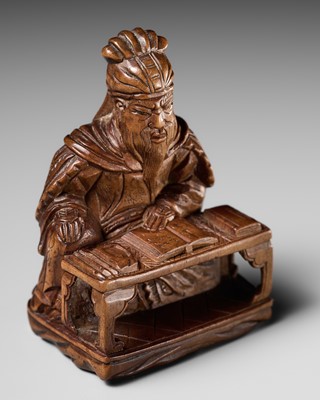 Lot 209 - GYOKURINTEI: A WOOD NETSUKE OF KOMEI