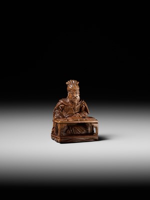 Lot 209 - GYOKURINTEI: A WOOD NETSUKE OF KOMEI