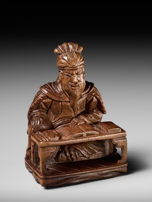 Lot 209 - GYOKURINTEI: A WOOD NETSUKE OF KOMEI