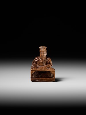 Lot 209 - GYOKURINTEI: A WOOD NETSUKE OF KOMEI