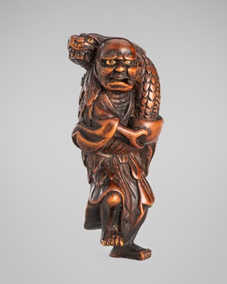 Lot 1591 - GYOKUSAI: A FINE WOOD NETSUKE OF BASHIKO SENNIN