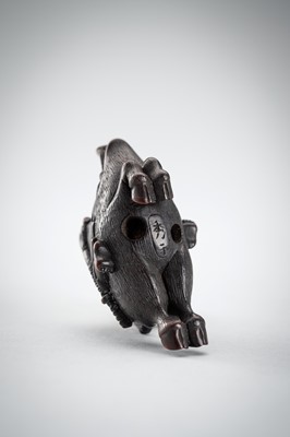 Lot 547 - SHURAKU: A WOOD NETSUKE OF NITTA NO SHIRO RIDING A WILD BOAR