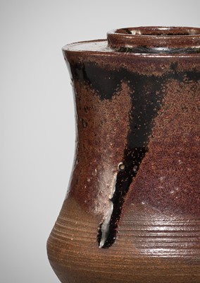 Lot 179 - A TAKATORI BROWN-GLAZED CHAIRE (TEA CADDY)