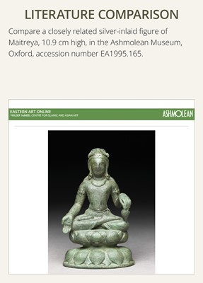 Lot 173 - A SILVER-INLAID BRONZE FIGURE OF BUDDHA SHAKYAMUNI, SWAT VALLEY, 7TH CENTURY