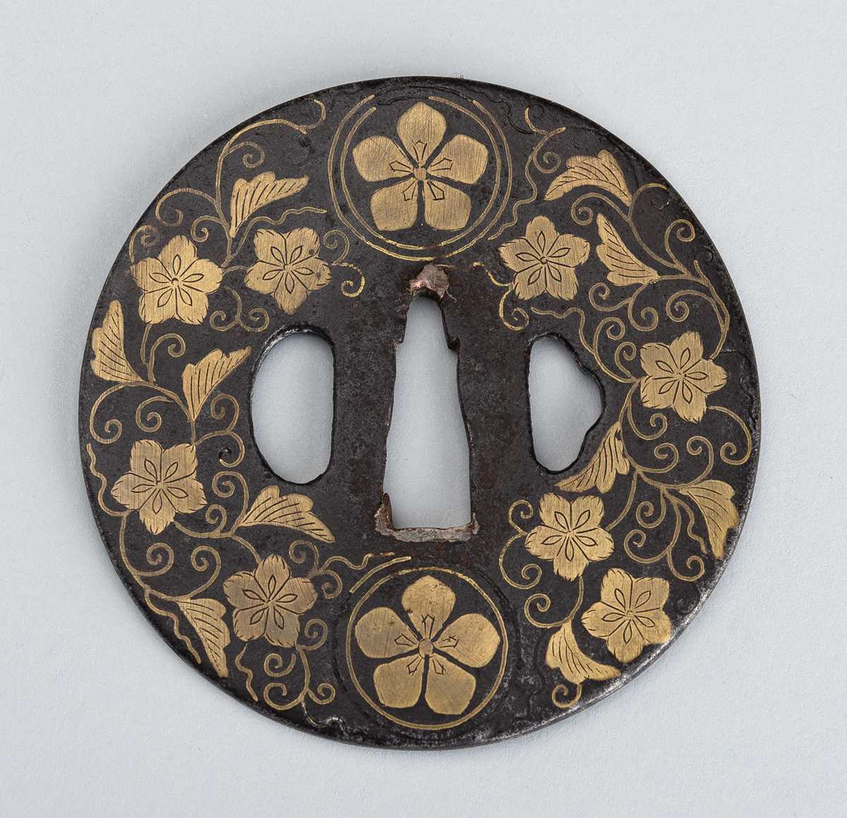 Lot 190 - AN IRON TSUBA WITH SAKURA MON AND CHERRY