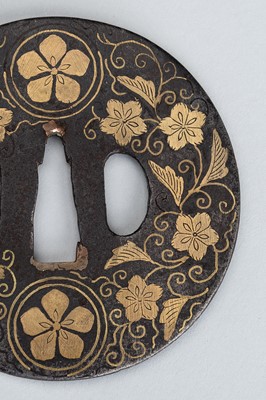 Lot 190 - AN IRON TSUBA WITH SAKURA MON AND CHERRY