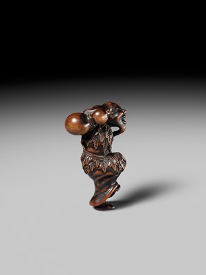 Lot 157 - A FINE TANBA SCHOOL WOOD NETSUKE OF CHOKARO SENNIN