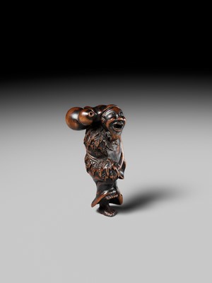 Lot 157 - A FINE TANBA SCHOOL WOOD NETSUKE OF CHOKARO SENNIN