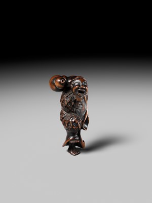 Lot 157 - A FINE TANBA SCHOOL WOOD NETSUKE OF CHOKARO SENNIN