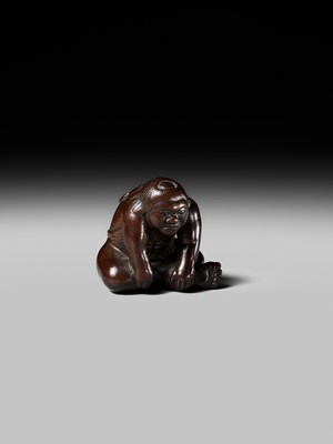 Lot 233 - KOZAN: A FINE WOOD NETSUKE OF KINTARO