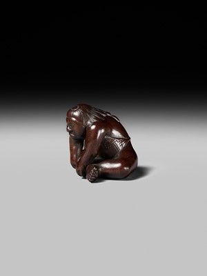 Lot 233 - KOZAN: A FINE WOOD NETSUKE OF KINTARO