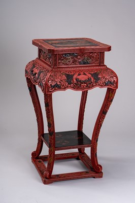 Lot 1666 - A LACQUERED WOOD INCENSE STAND, XIANGJI, c. 1900s