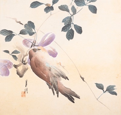 Lot 832 - OGATA GEKKO: SPARROW FEEDING ON CHERRY BLOSSOM