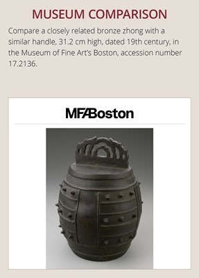 Lot 1583 - A BRONZE TEMPLE BELL (ZHONG), QING DYNASTY