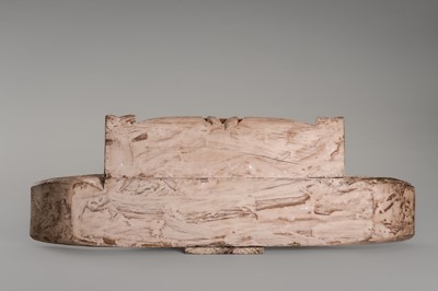 Lot 90 - A FINE WOOD FIGURE OF A SEATED TENJIN