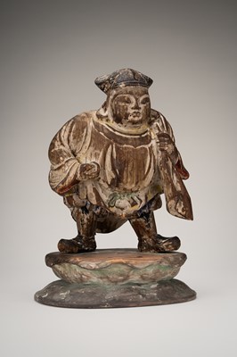 Lot 1554 - A SIGNED POLYCHROME WOOD FIGURE OF DAIKOKU