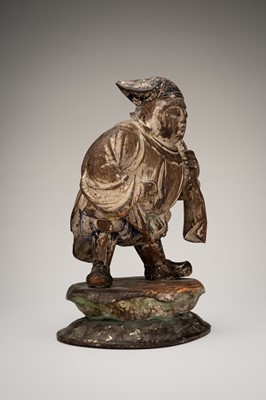 Lot 1554 - A SIGNED POLYCHROME WOOD FIGURE OF DAIKOKU