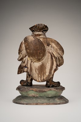 Lot 1554 - A SIGNED POLYCHROME WOOD FIGURE OF DAIKOKU