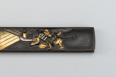 Lot 246 - A FINE SHIBUICHI KOZUKA WITH DUELING SAMURAI
