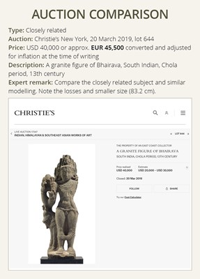 Lot 275 - A MONUMENTAL GRANITE FIGURE OF SHIVA AS BHAIRAVA, CHOLA PERIOD