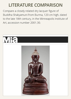 Lot 392 - A LARGE DRY LACQUER FIGURE OF BUDDHA SHAKYAMUNI, BURMA, 18TH – 19th CENTURY
