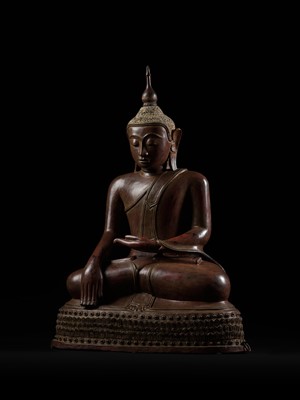 Lot 392 - A LARGE DRY LACQUER FIGURE OF BUDDHA SHAKYAMUNI, BURMA, 18TH – 19th CENTURY