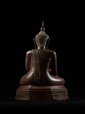 Lot 392 - A LARGE DRY LACQUER FIGURE OF BUDDHA SHAKYAMUNI, BURMA, 18TH – 19th CENTURY