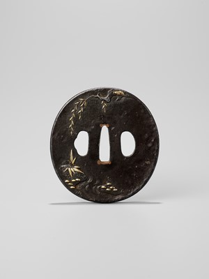 Lot 210 - A RARE IRON TSUBA DEPICTING IEMON AND THE GHOST OF OIWA