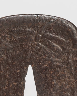 Lot 619 - JIROTARO NAOKATSU: AN IRON NOBUIE-STYLE TSUBA DEPICTING DRAGONFLIES