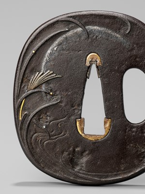 Lot 245 - AKIMOTO TOSHIFUMI: A FINE IRON TSUBA OF A HORSE BENEATH THE MOON