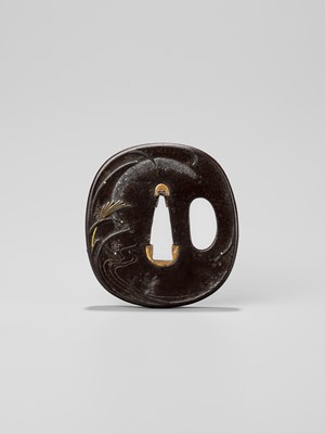 Lot 245 - AKIMOTO TOSHIFUMI: A FINE IRON TSUBA OF A HORSE BENEATH THE MOON