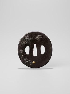 Lot 211 - JOCHIKU: AN IRON TSUBA DEPICTING A TARTAR ARCHER