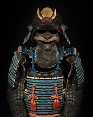 Lot 161 - A NIMAI-DO GUSOKU (TWO-PIECE CUIRASS ARMOR) WITH A KOBOSHI KABUTO AND ONI MAEDATE, TOKUBETSU KICHO SHIRYO