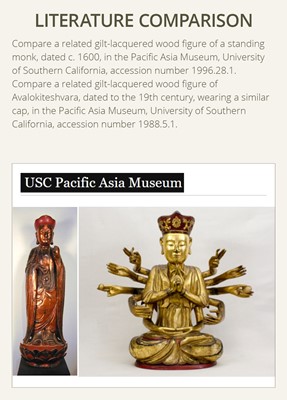 Lot 404 - A GILT-LACQUER WOOD FIGURE OF BUDDHA, VIETNAM, 17TH-18TH CENTURY