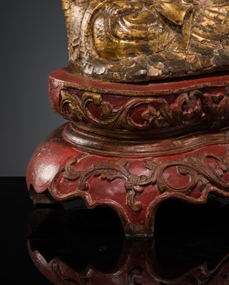 Lot 404 - A GILT-LACQUER WOOD FIGURE OF BUDDHA, VIETNAM, 17TH-18TH CENTURY