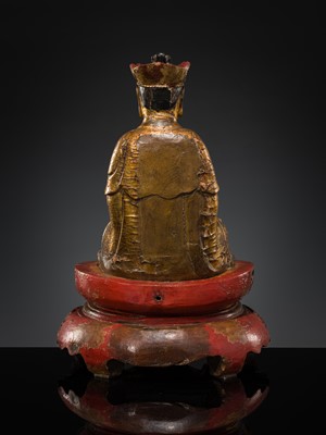 Lot 404 - A GILT-LACQUER WOOD FIGURE OF BUDDHA, VIETNAM, 17TH-18TH CENTURY
