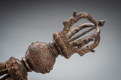 Lot 655 - A LARGE BRONZE VAJRA, 18TH CENTURY OR SLIGHTLY LATER
