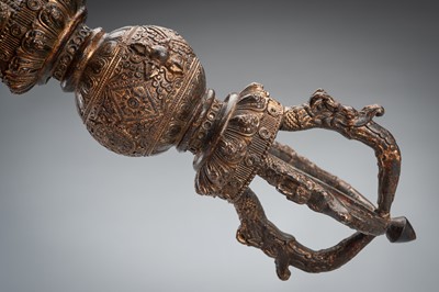 Lot 655 - A LARGE BRONZE VAJRA, 18TH CENTURY OR SLIGHTLY LATER